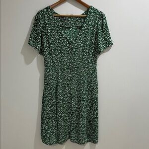 ONLY Women’s Dress Large Floral Midi Button Front Tie Back Flowy Sleeves NWOT